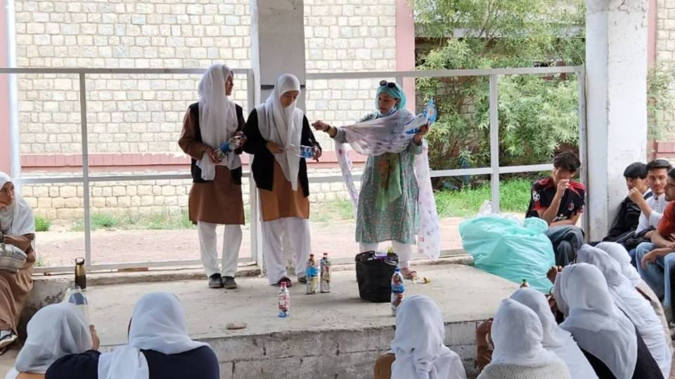 Eco-Brick Initiative at GDC Kargil under the guidance of Ms. Kaneez Fatima (AP Education) on Day-2nd of Mission Indus Cleanup Program.